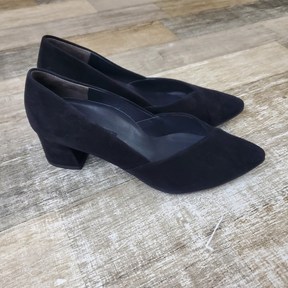 Paul Green Rendi Womens Pumps Sz 6‎ (UK 3.5) Block Heel Pointed Toe Black